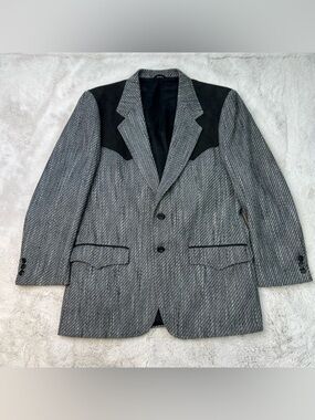 Dallas Paragon Mens 43R Gray Wool Silk Western Blazer Sport Coat Cowboy Vintage